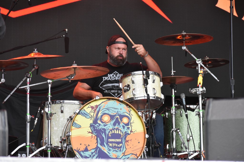 Candlebox's drummer playing at 2024 South Star Music Festival