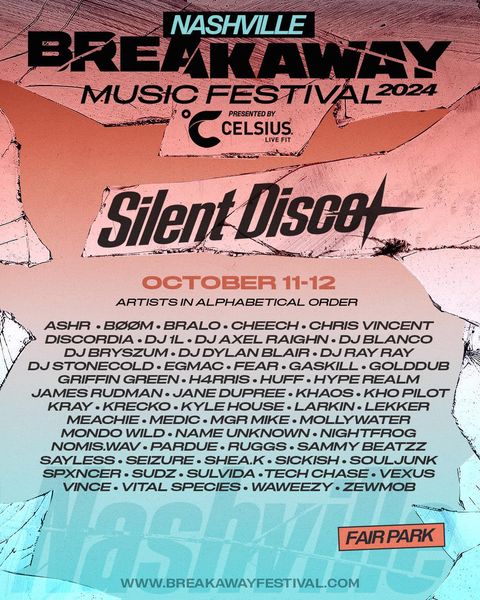 Breakaway Nashville Silent Disco Lineup Poster