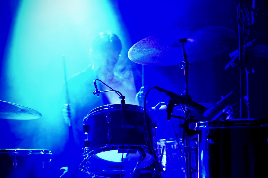 Drummer performing with Lauren Mayberry is clouded in fog at The Mil in Nashville