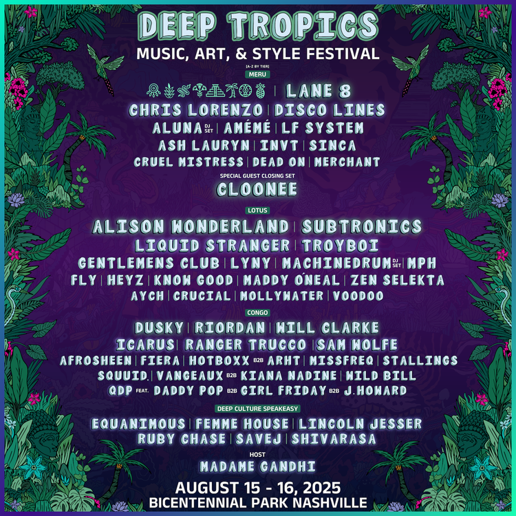 Deep Tropics Music Festival 2025 Lineup Poster