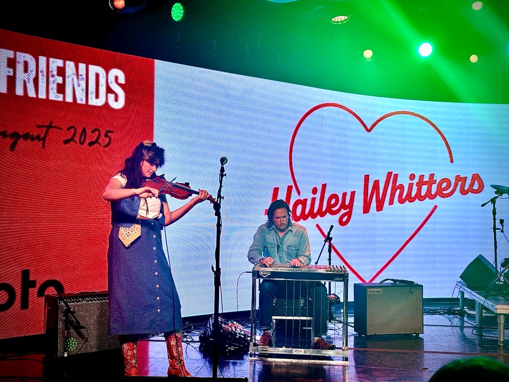 Fiddle and peddle steel players at Hailey Whitters concert in Nashville at Cannery Hall