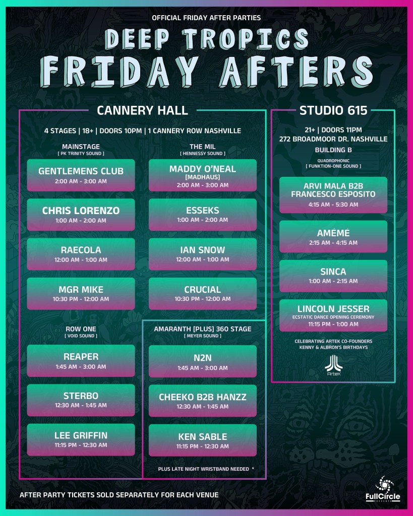 Deep Tropics 2025 Friday After Party Lineup