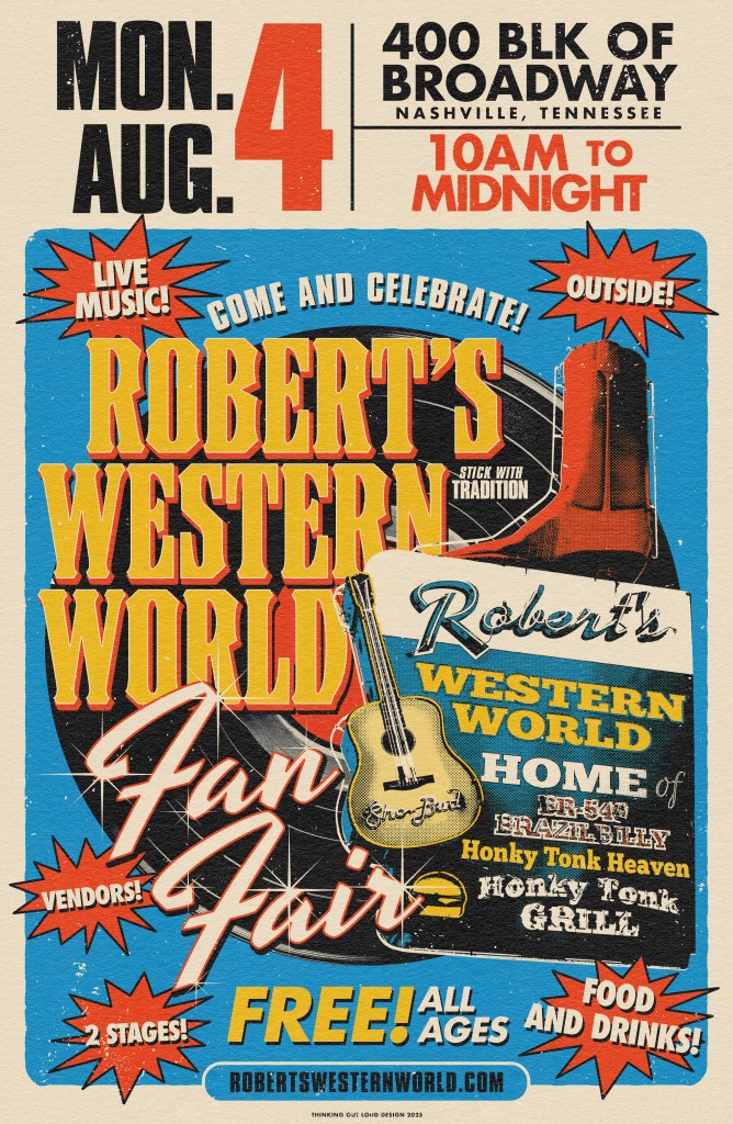 Robert's Western World Fan Fair 2025 Party Poster