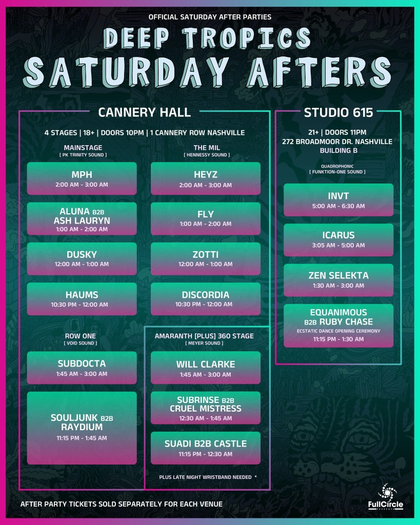 Deep Tropics 2025 Saturday After Party Lineup