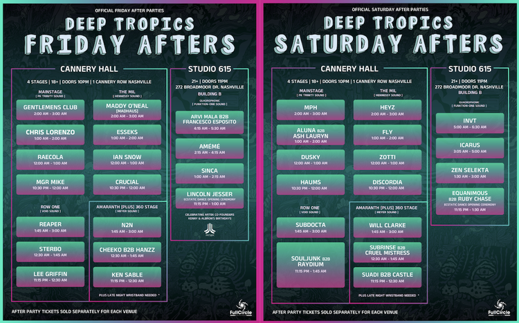 Deep Tropics 2025 Official After Party Lineups