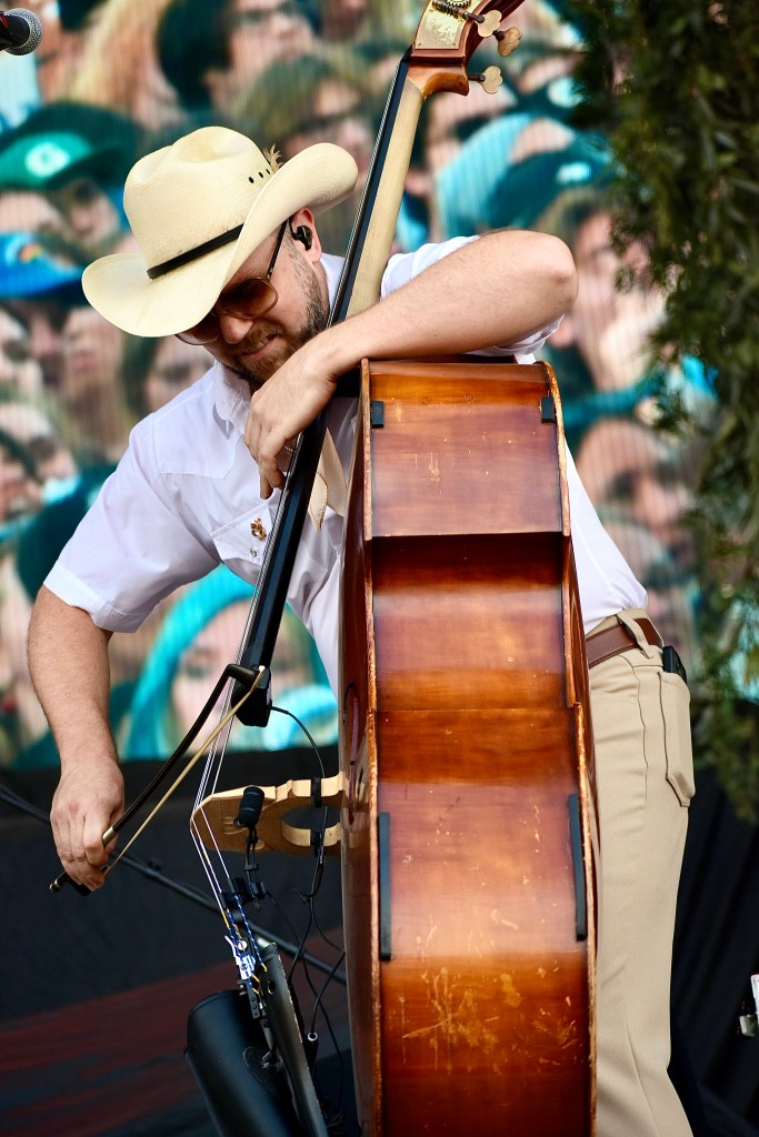 Standup bass player performing with Sierra Ferrell at Hinterland Music Festival 2025