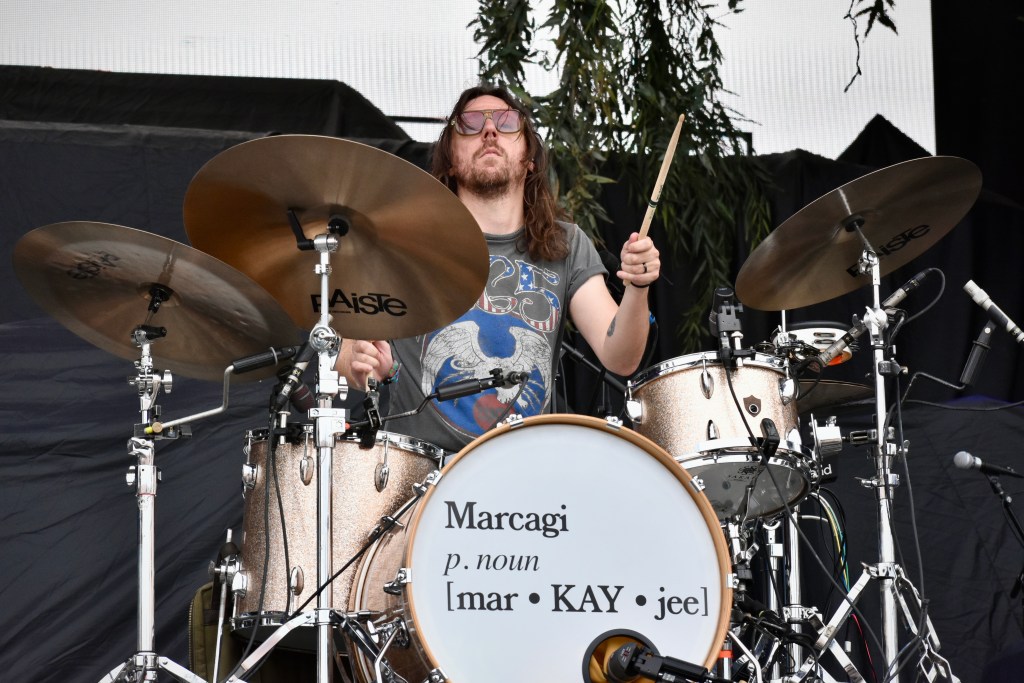 dillon napier playing drums for Michael Marcagi at Hinterland Music Festival