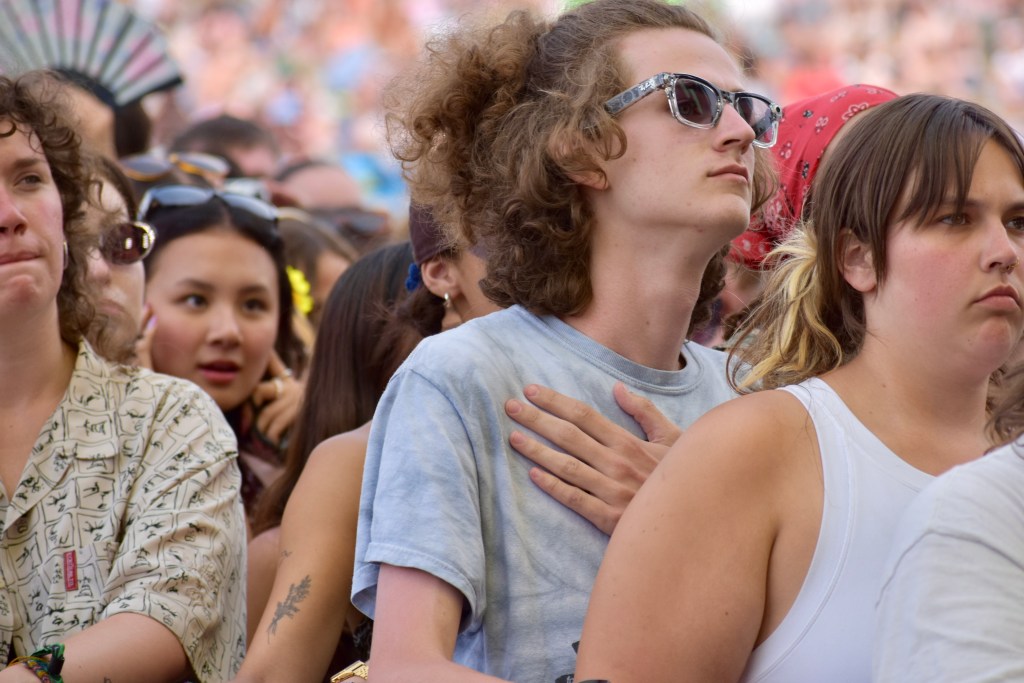 Fans watching Royel Otis at Hinterland Music Festival