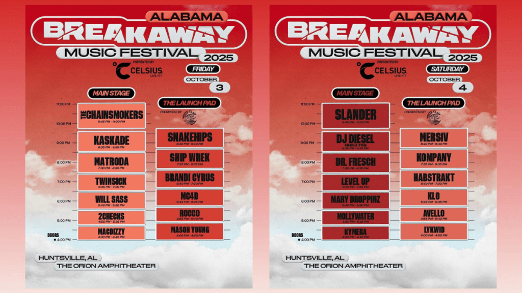 Breakaway Alabama 2025 Daily Schedules