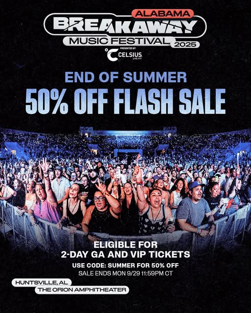 Breakaway Alabama 2025 50% off sale flyer
