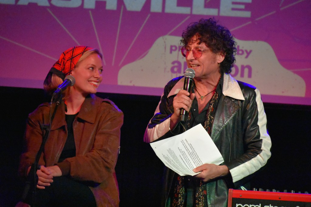 Ashe with Girls Write Nashville 2026 benefit emcee Brother Love