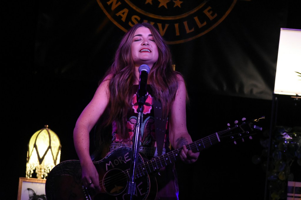 Tenille Townes singing at "The Acrobat" album release concert at 3rd and Lindsley in Nashville Tennessee