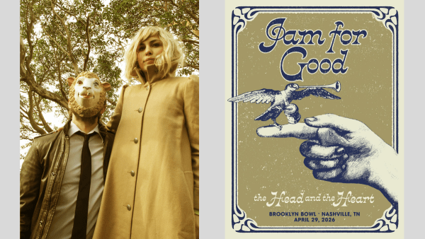 The Head and the Heart Band Photo and Nashville Brooklyn Bowl Benefit Show Poster