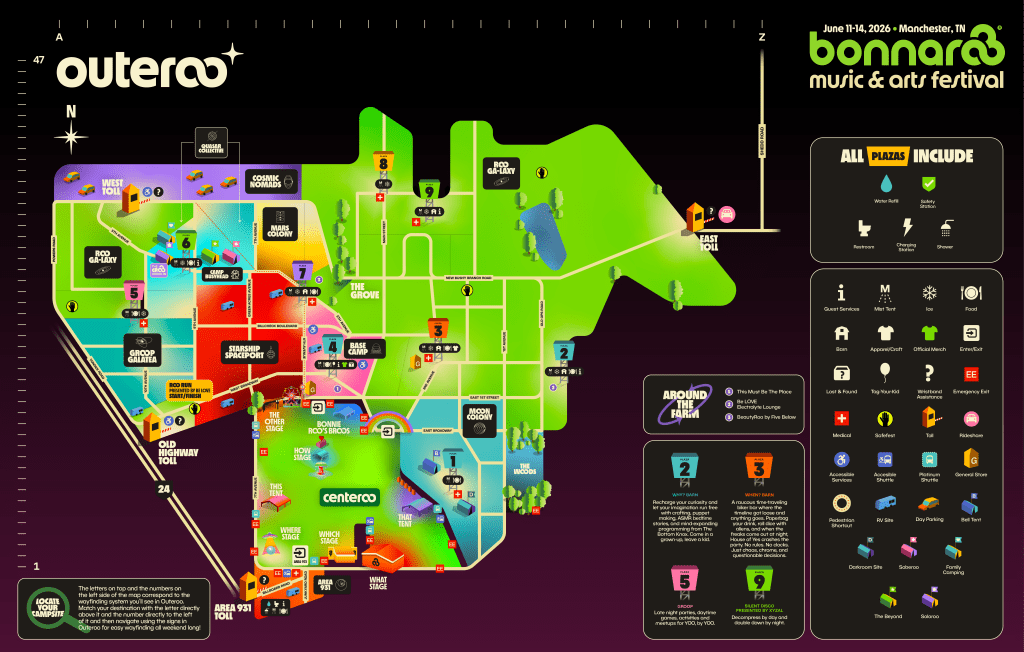 Bonnaroo 2026 Outeroo and Campground Map