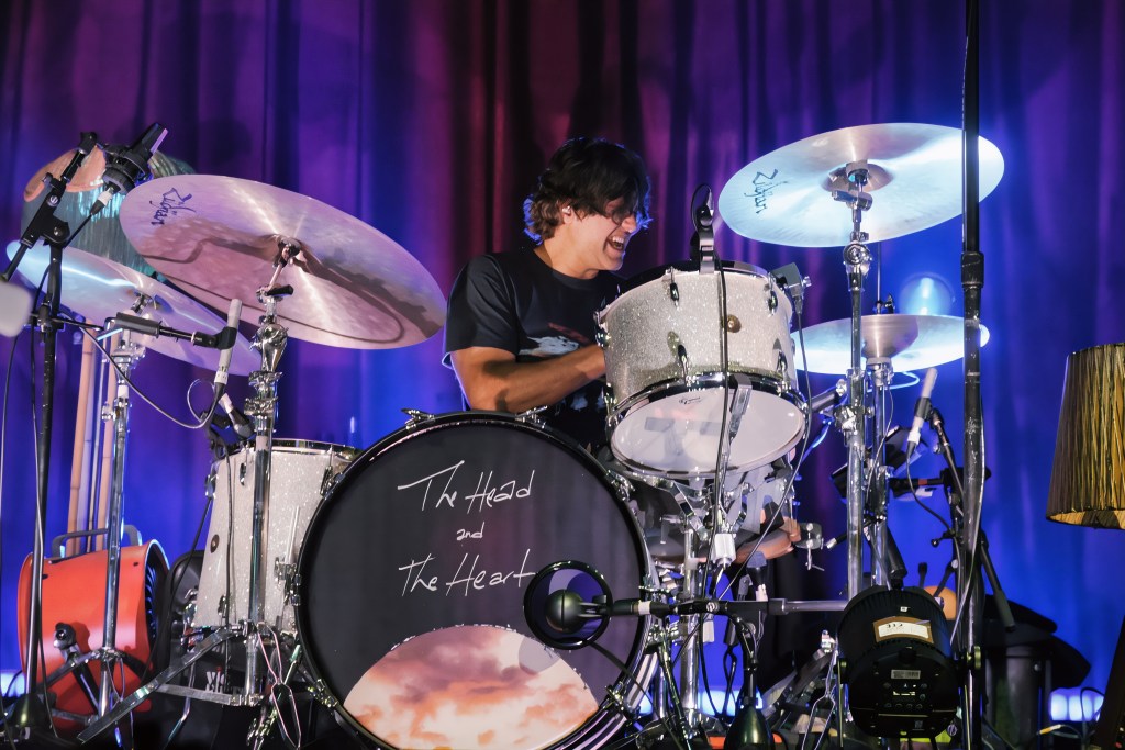 Tyler Williams of The Head and The Heart playing drums at Brooklyn Bowl in Nashville Tennessee April 2026