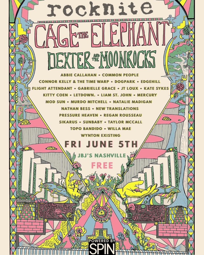 rocknite CMAFest Rock Take Over Poster Featuring Cage the Elephant as a headliner
