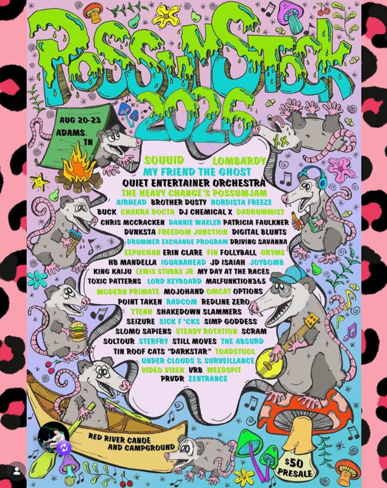 PossumStock 2026 Music Festival Lineup Poster