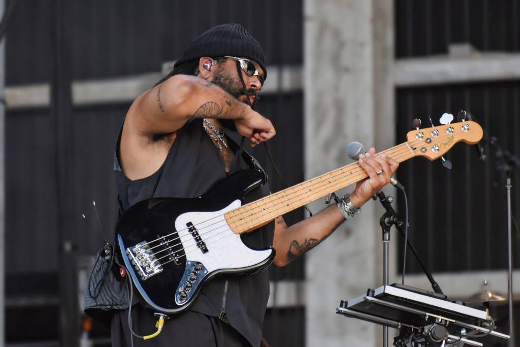 Bass player with Young Miko performing at Hinterland Music Festival 2026